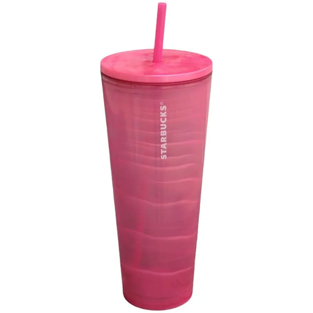 NWT Starbucks Pink Marble Bubblegum Cold Cup Tumbler Venti 24 oz. 2023